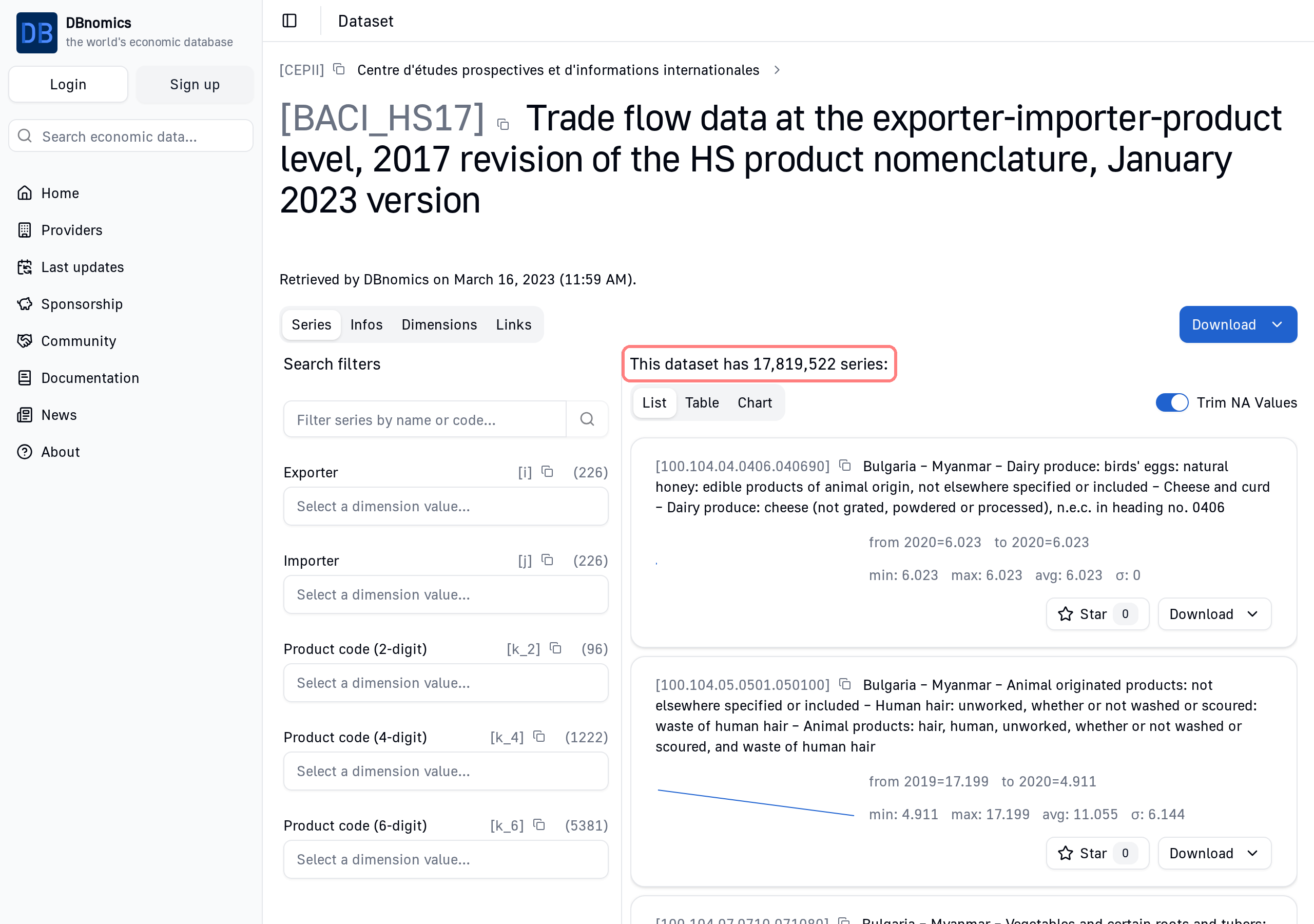 dataset page